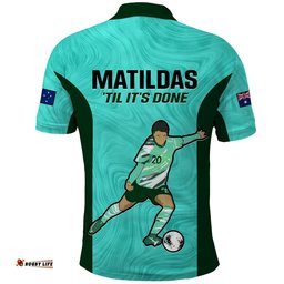 Australia Soccer Polo Shirt Sam Kerr Matildas World Cup Turquoise