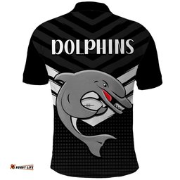 Redcliffe Dolphins Rugby Polo Shirt Simple Black Style