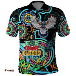 Magpies Football Aboriginal Art Polo Shirt NAIDOC Indigenous Tribal