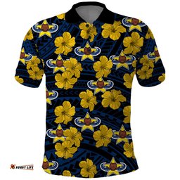 Cowboys Rugby Polo Shirt Polynesian Style With Hibiscus