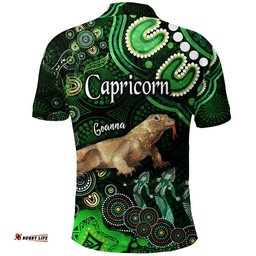 Australian Astrology Polo Shirt Capricorn Goanna Zodiac Aboriginal Vibes - Green Amazing Aussie