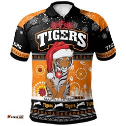 Tigers Rugby Christmas Polo Shirt - Custom Tigers Ugly Christmas And Aboriginal Patterns Polo Shirt Amazing Aussie