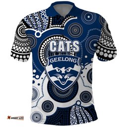 Custom Personalised And Number Cats AFL Polo Shirt Aboriginal Patterns Amazing Aussie