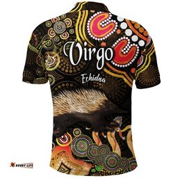 Australian Astrology Polo Shirt Virgo Echidna Zodiac Aboriginal Vibes - Gold Amazing Aussie