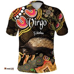 Australian Astrology Polo Shirt Virgo Echidna Zodiac Aboriginal Vibes - Gold Amazing Aussie