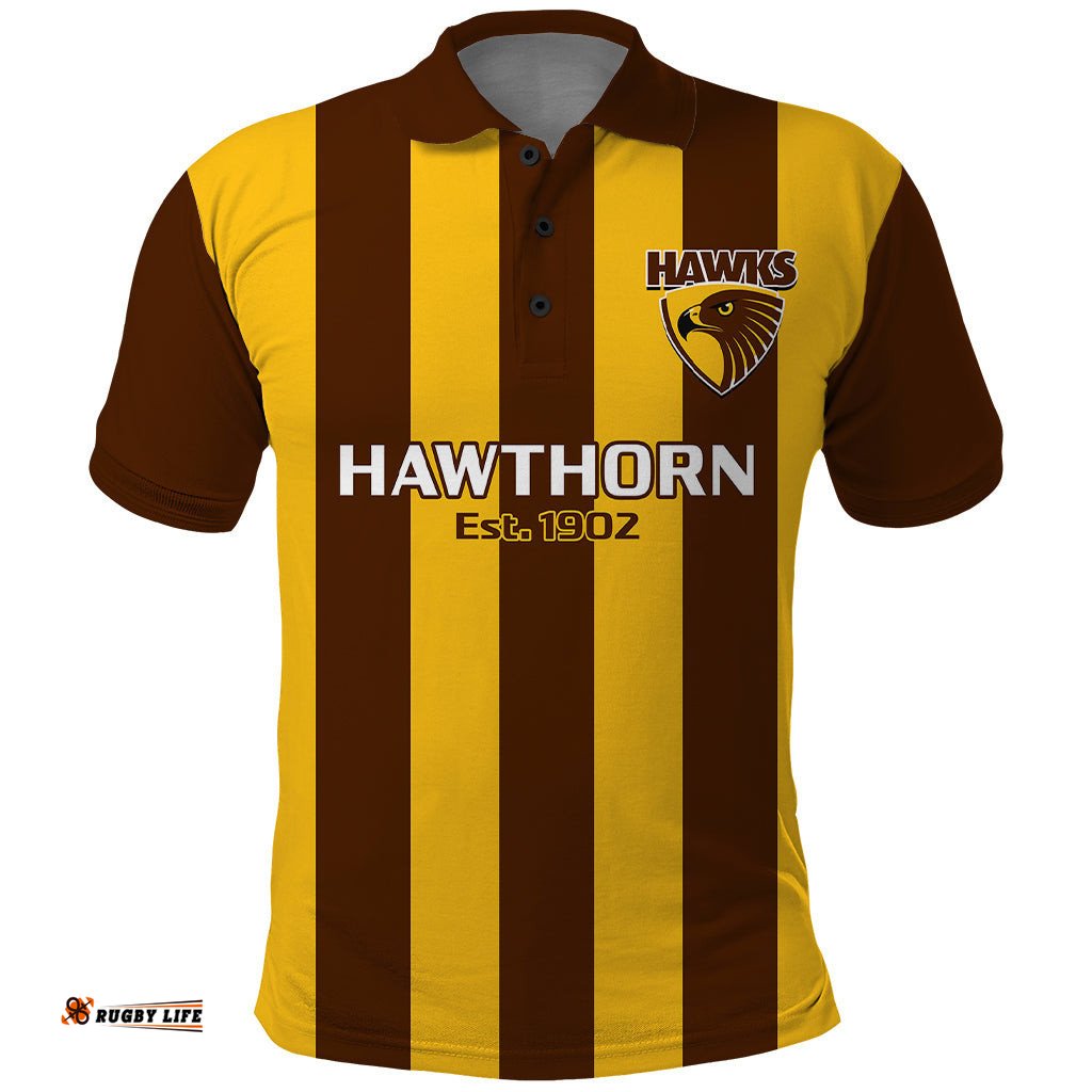 Hawthorn Football 2023 Polo Shirt Go Hawks Sporty Style