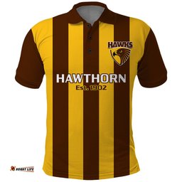 Hawthorn Football 2023 Polo Shirt Go Hawks Sporty Style