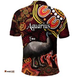 Australian Astrology Polo Shirt Aquarius Emu Glider Zodiac Aboriginal Vibes - Red Amazing Aussie