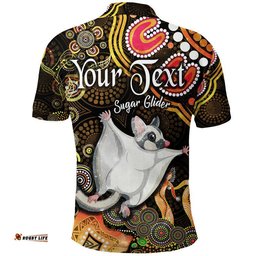 Custom Personalised Australian Astrology Polo Shirt Gemini Sugar Glider Zodiac Aboriginal Vibes - Gold Amazing Aussie