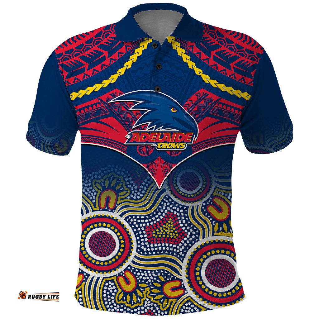Adelaide Crows Football Polo Shirt Aboriginal Mix Polynesian Pattern