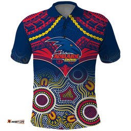 Adelaide Crows Football Polo Shirt Aboriginal Mix Polynesian Pattern