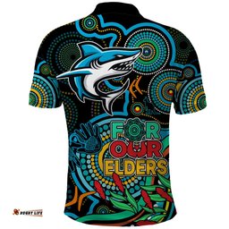 Sharks Rugby Aboriginal Art Polo Shirt NAIDOC Indigenous Tribal