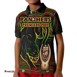 Custom Personalised Penrith Panthers Rugby Polo Shirt Black Crouching Panther Premiers 2022 Amazing Aussie
