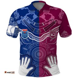 Personalised QLD Maroons Mix NSW Blues Indigenous Polo Shirt Rugby State of Origin