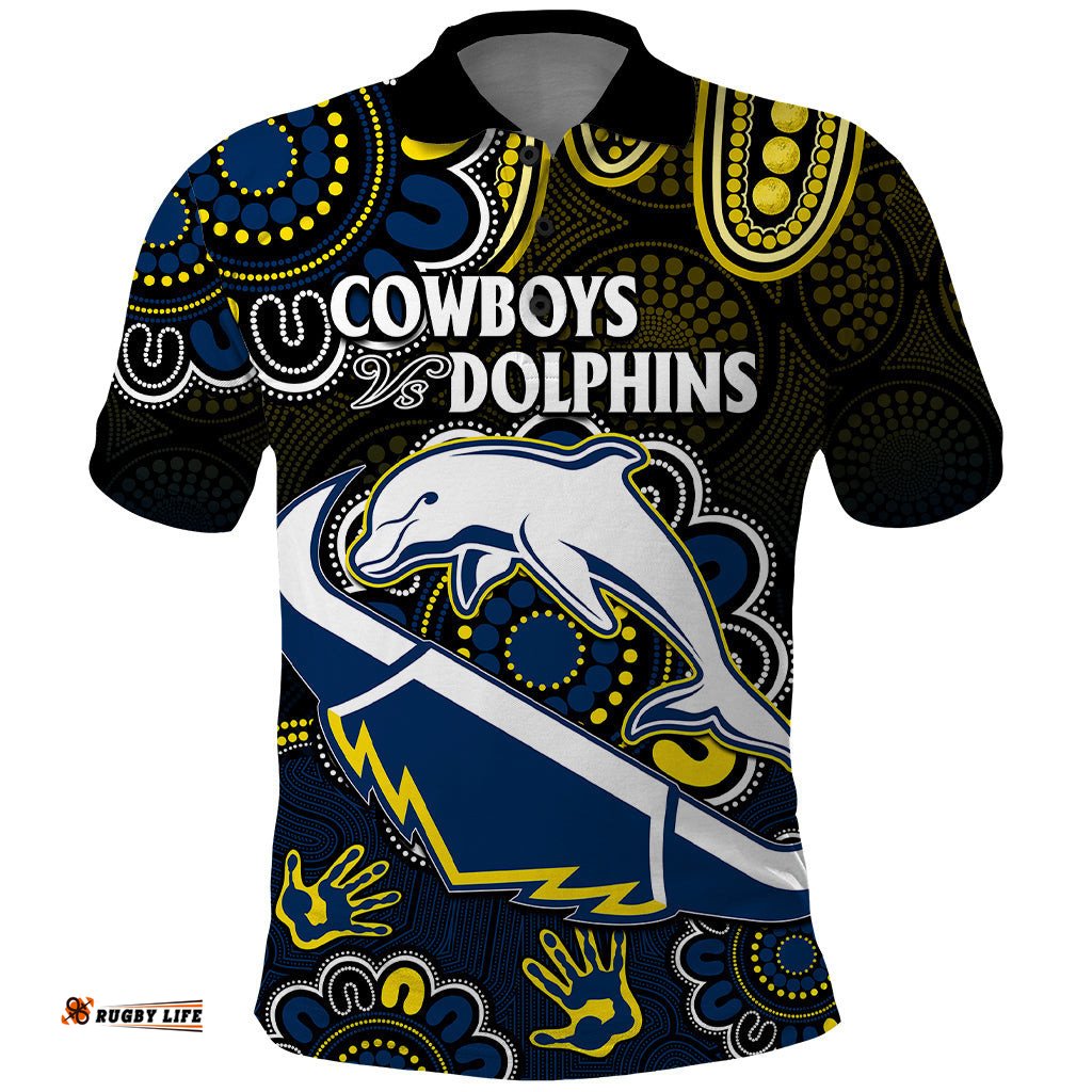 NRL Combine Dolphins and Cowboys Polo Shirt Aboriginal