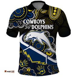 NRL Combine Dolphins and Cowboys Polo Shirt Aboriginal