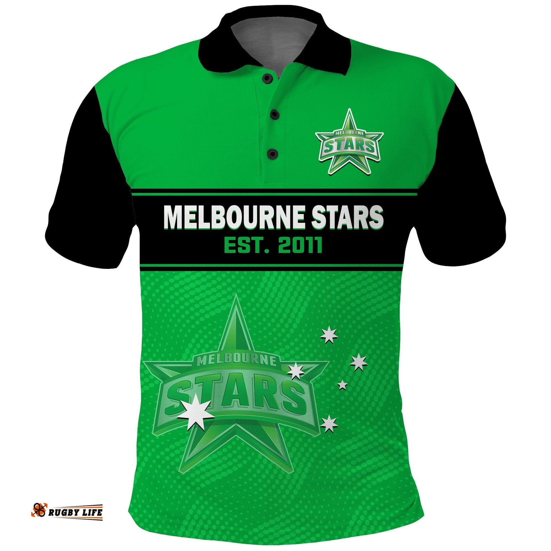 Custom Text And Number Melbourne Stars Cricket Polo Shirt Est 2011 Sporty Amazing Aussie