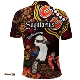 Australian Astrology Polo Shirt Sagittarius Kookaburra Zodiac Aboriginal Vibes - Red Amazing Aussie