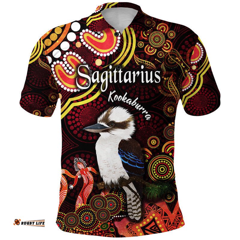 Australian Astrology Polo Shirt Sagittarius Kookaburra Zodiac Aboriginal Vibes - Red Amazing Aussie