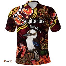 Australian Astrology Polo Shirt Sagittarius Kookaburra Zodiac Aboriginal Vibes - Red Amazing Aussie