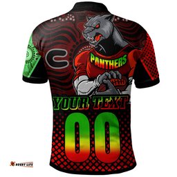 Panthers Rugby Polo Shirt - Custom Panthers KEEP FIGHTING Aboriginal Patterns Polo Shirt Amazing Aussie