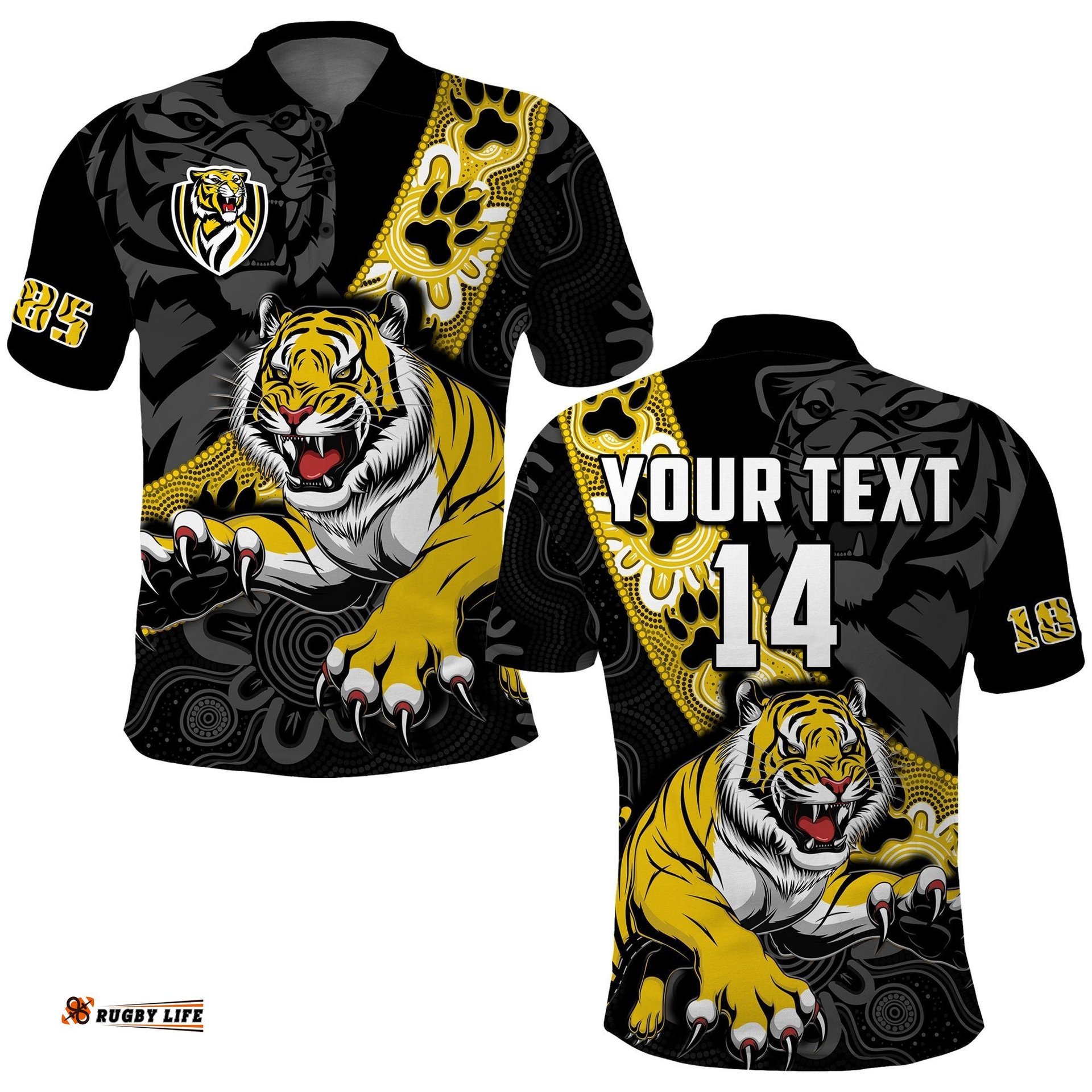 Custom Text And Number Richmond Football Polo Shirt Tigers 1885 Indigenous Basic Style Amazing Aussie