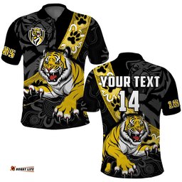 Custom Text And Number Richmond Football Polo Shirt Tigers 1885 Indigenous Basic Style Amazing Aussie