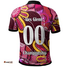 NRLW Broncos Rugby Polo Shirt - Custom Broncos Aboriginal Dot Painting Player And Number Woman Polo Shirt Amazing Aussie