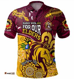 Australia Naidoc Week Brisbane City Polo Shirt - Bronx For Our Elders Aboriginal Inspired Polo Shirt Blue Amazing Aussie