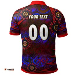 NRLW Knights Rugby Polo Shirt - Custom Knights Women's Rugby League Aboriginal Style Player And Number Woman Polo Shirt Amazing Aussie