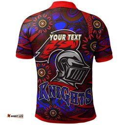 NRLW Knights Rugby Polo Shirt - Custom Knights Women's Rugby League Aboriginal Style Player And Number Woman Polo Shirt Amazing Aussie