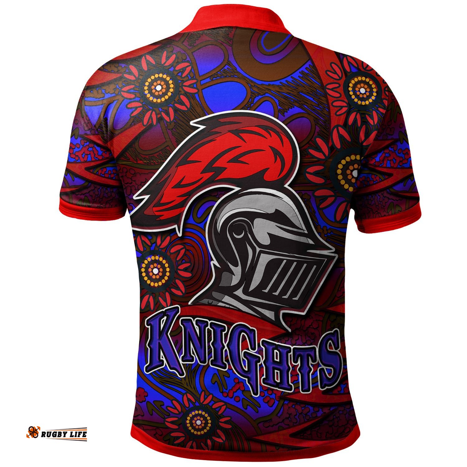 NRLW Knights Rugby Polo Shirt - Custom Knights Women's Rugby League Aboriginal Style Player And Number Woman Polo Shirt Amazing Aussie