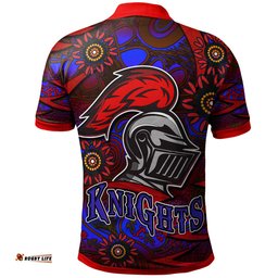 NRLW Knights Rugby Polo Shirt - Custom Knights Women's Rugby League Aboriginal Style Player And Number Woman Polo Shirt Amazing Aussie