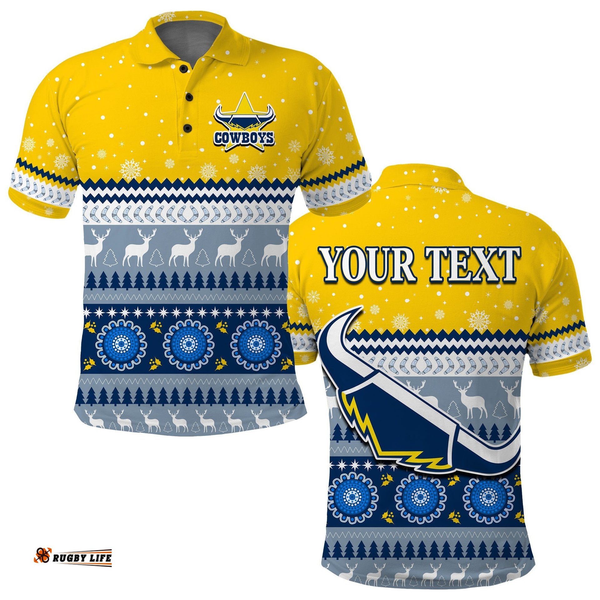 Custom Personalised Cowboys Aboriginal Polo Shirt Christmas North Queensland Amazing Aussie