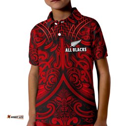 Custom Text and Number New Zealand Silver Fern Rugby Polo Shirt All Black Red NZ Maori Pattern Amazing Aussie
