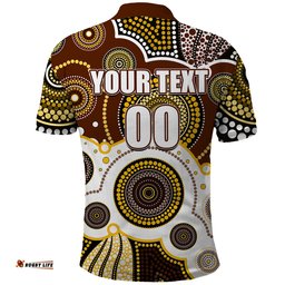 Custom Personalised And Number Hawks AFL Polo Shirt Aboriginal Patterns Amazing Aussie