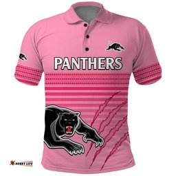 Custom Text And Number Penrith Panthers Rugby Polo Shirt Authentic Permiers Pink Version 2023