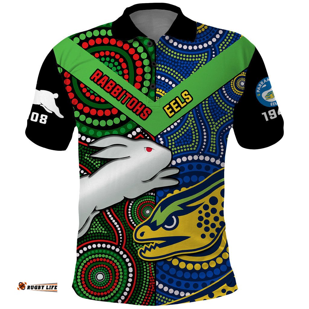 Rabbitohs Mix Eels Rugby Polo Shirt Souths And Parra Indigenous