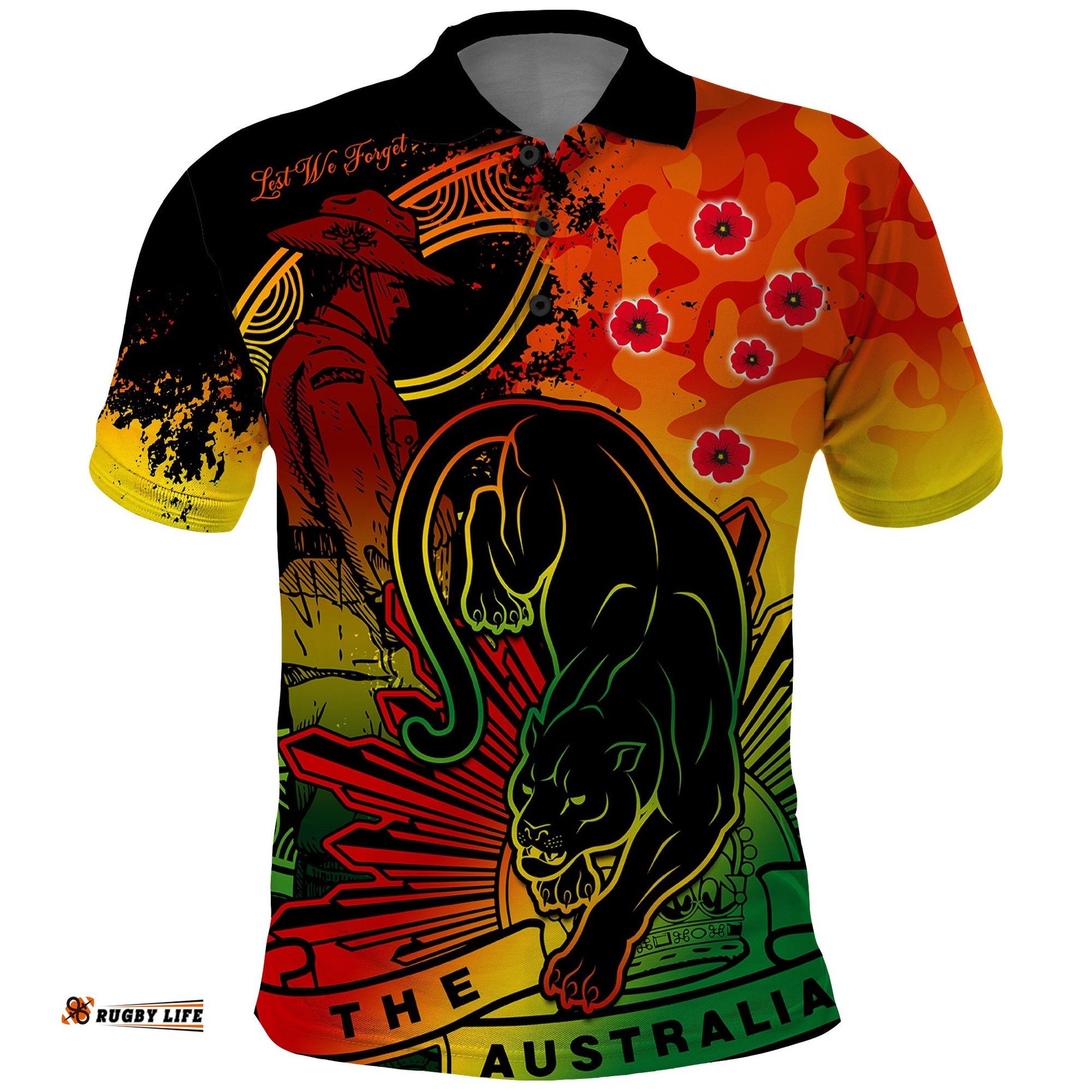 Custom Text And Number NRL ANZAC 2023 Panthers Polo Shirt Camouflage Amazing Aussie