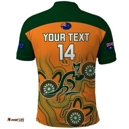 Custom Australia Rugby Polo Shirt Wallabies 2023 Indigenous Art