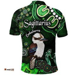 Australian Astrology Polo Shirt Sagittarius Kookaburra Zodiac Aboriginal Vibes - Green Amazing Aussie