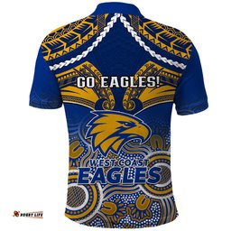 West Coast Football Polo Shirt Eagles Aboriginal Mix Polynesian Pattern