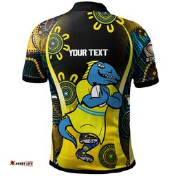 NRLW Eels Rugby Polo Shirt - Custom Eels Women's Rugby League with Aboriginal Dot Painting Player And Number Polo Shirt Amazing Aussie
