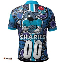 Sharks Rugby Polo Shirt - Custom Sharks Rugby Ball Aboriginal Indigenous Sport Style Polo Shirt Amazing Aussie