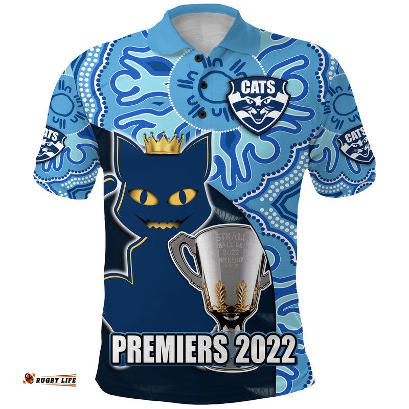 Cats Football 2022 Premiers Polo Shirt Geelong Indigenous Style Amazing Aussie