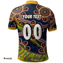 NRLW Eels Rugby Polo Shirt - Custom Eels Women's Rugby League With Aboriginal Style Player And Number Polo Shirt Amazing Aussie