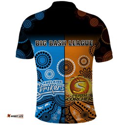 Perth Scorchers and Adelaide Strikers Cricket Polo Shirt Aboriginal Art Amazing Aussie