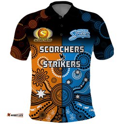 Perth Scorchers and Adelaide Strikers Cricket Polo Shirt Aboriginal Art Amazing Aussie