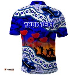 Custom Personalised Anzac Day NRL - Bulldogs Polo Shirt Aboriginal Lizard Patterns