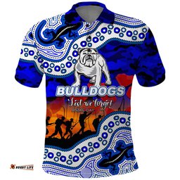 Custom Personalised Anzac Day NRL - Bulldogs Polo Shirt Aboriginal Lizard Patterns